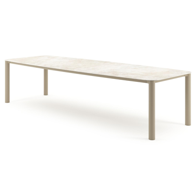 Orso tuintafel bootvorm in beige aluminium en volkeramiek Rapolano - L 315 x B 115 x H 74.5 cm