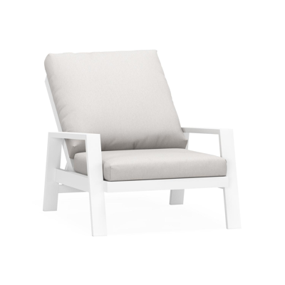 Fauteuil de jardin Veneto en aluminium blanc avec coussins en all weather sunbrella® premium gris