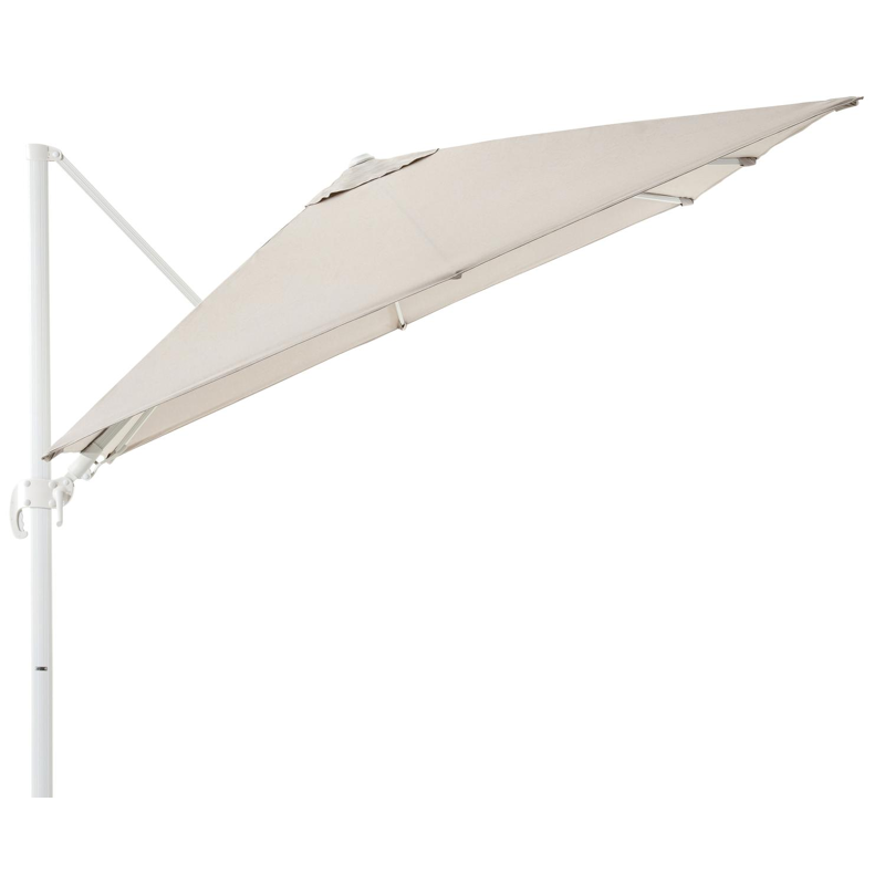 Avola zweefparasol met tiltfunctie in wit aluminium met natte graumel chalk all weather sunbrella® premium parasoldoek - L1 300 x L2 300 cm (zonder voet)