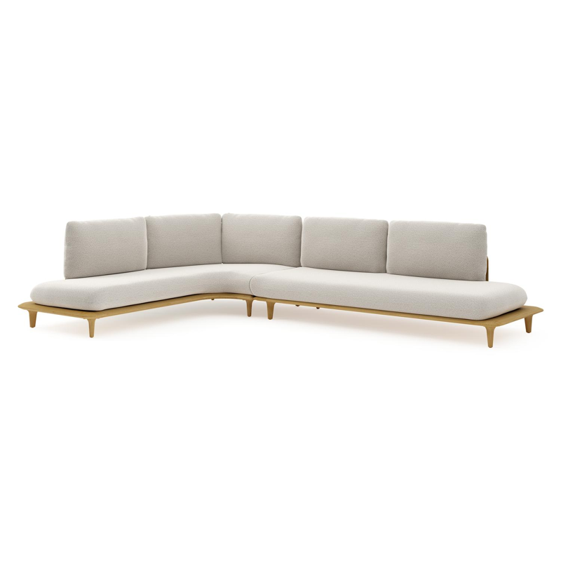 Bomero loungehoek in teak met firenze natural all weather solica kussen