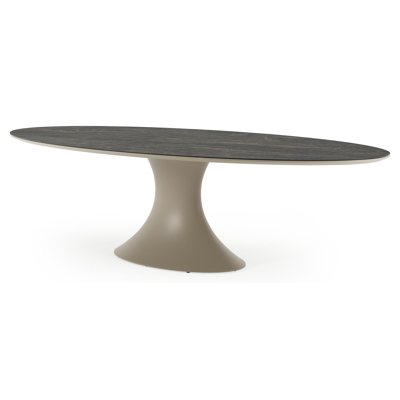 Fano tuintafel ovaal in beige aluminium en volkeramiek Black Obsession - L 290 x B 148 x H 75 cm