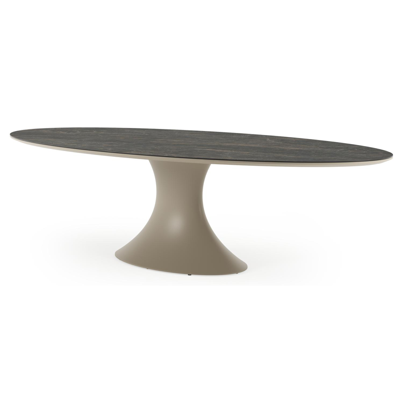 Fano tuintafel ovaal in beige aluminium en volkeramiek Black Obsession - L 290 x B 148 x H 75 cm