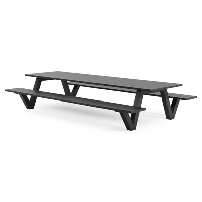 Norma picknicktafel in zwart aluminium - L 360 x B 213 x H 74 cm