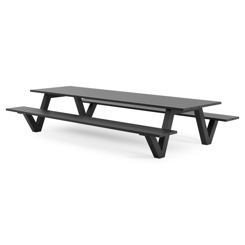 Norma picknicktafel in zwart aluminium - L 360 x B 213 x H 74 cm
