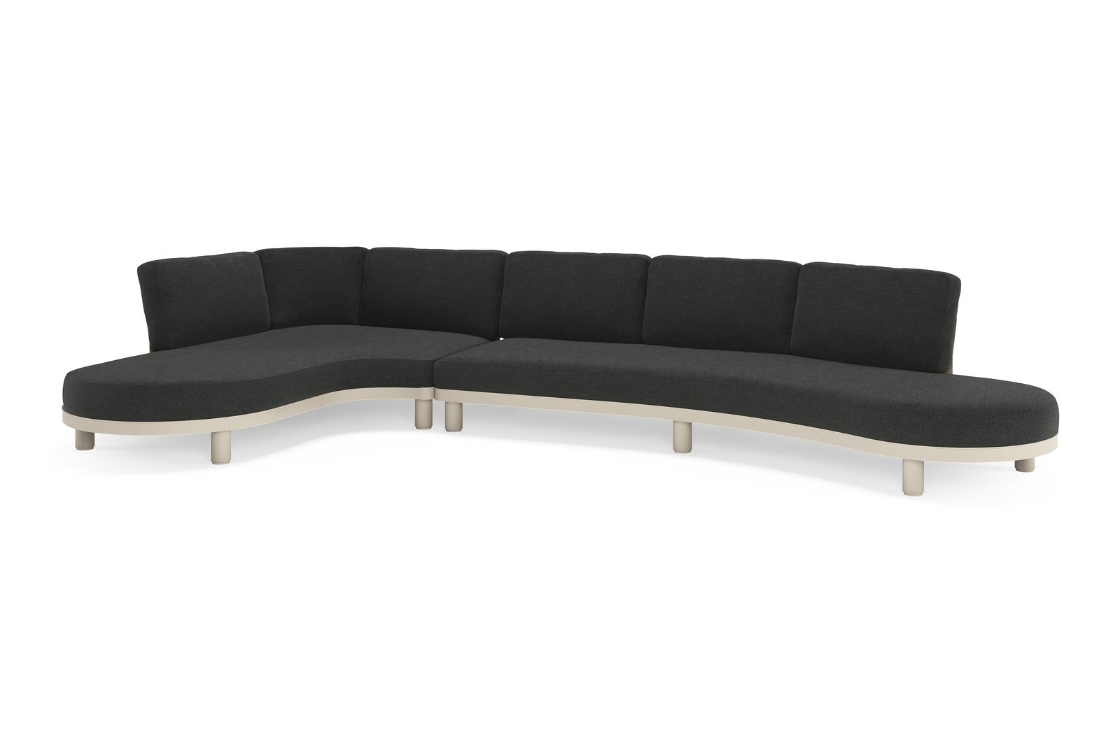 Salon de jardin d'angle Donato en aluminium beige et coussins en all weather sunbrella® luxe Chartres Sooty