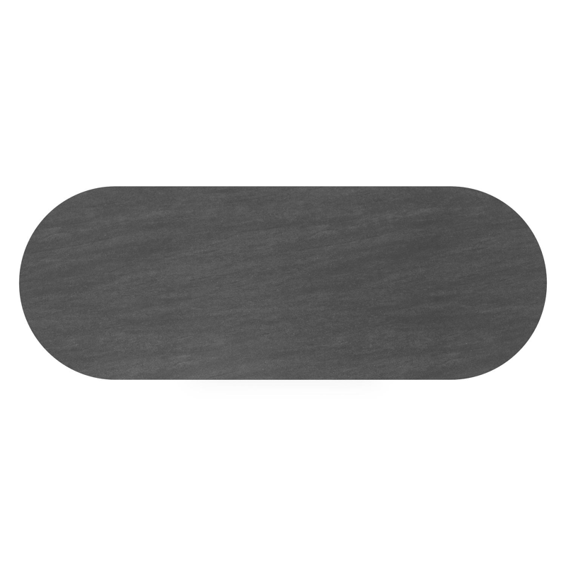 Como tuintafel ovaal in wit aluminium en volkeramiek Basalt Black - L 300 x B 110 x H 74 cm