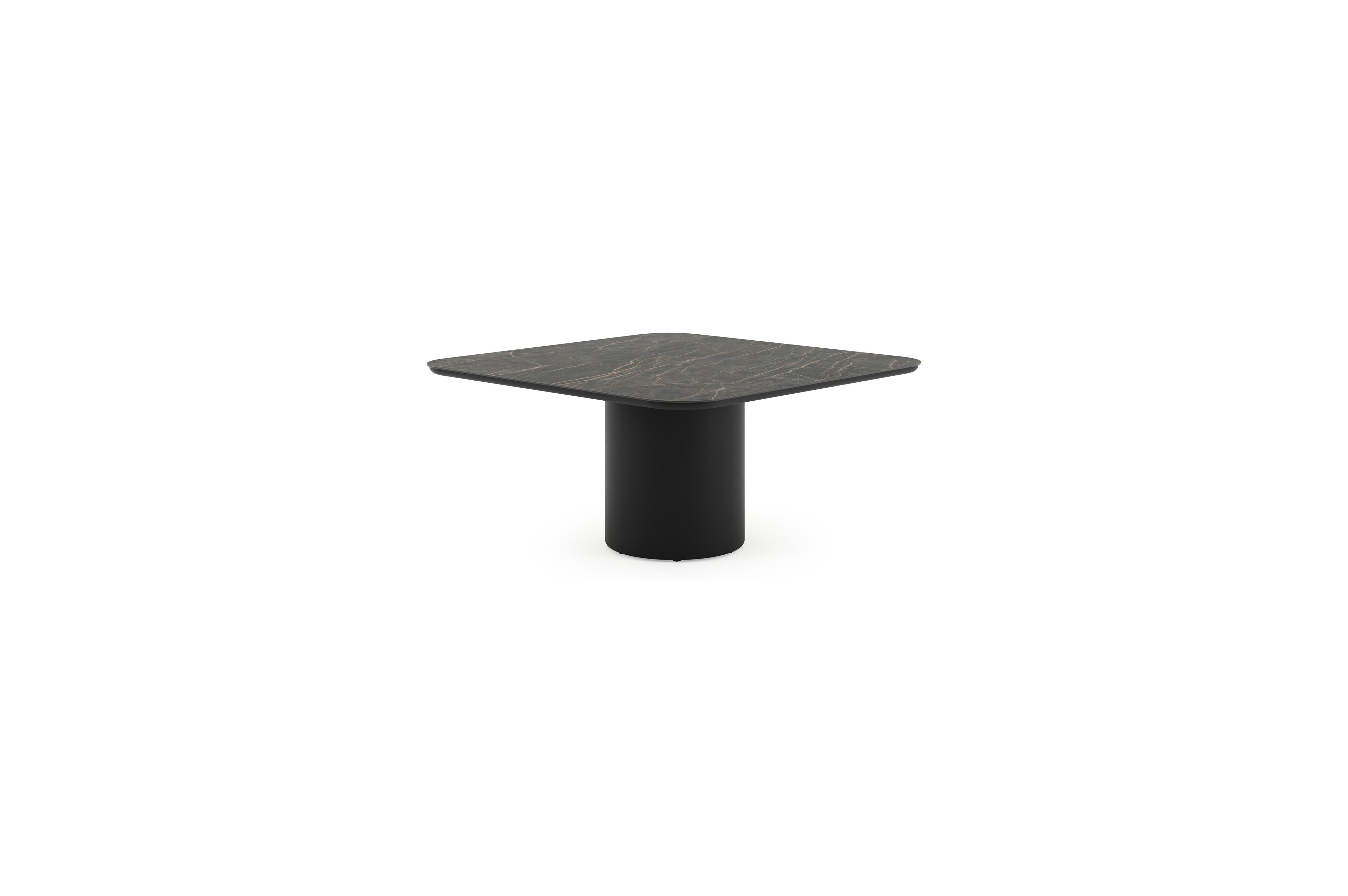Amico tuintafel afgerond vierkant in zwart aluminium en volkeramiek Black Obsession - L 148 x B 148 x H 73.5 cm