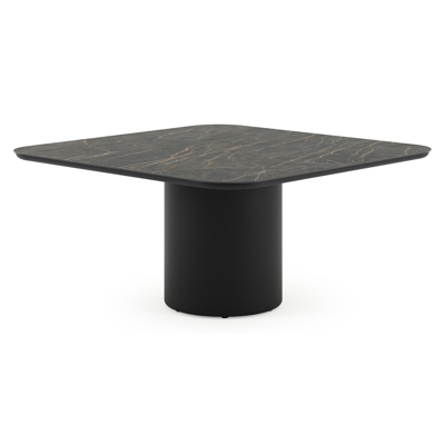 Amico tuintafel afgerond vierkant in zwart aluminium en volkeramiek Black Obsession - L 148 x B 148 x H 73.5 cm
