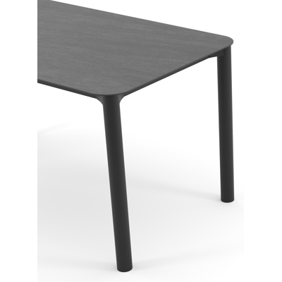 Orso tuintafel rechthoekig afgerond in zwart aluminium en volkeramiek Basalt Black - L 140 x B 80 x H 74.5 cm