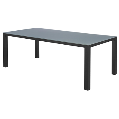 Como tuintafel in zwart aluminium met tafelblad in glas - L 240 x B 100 cm