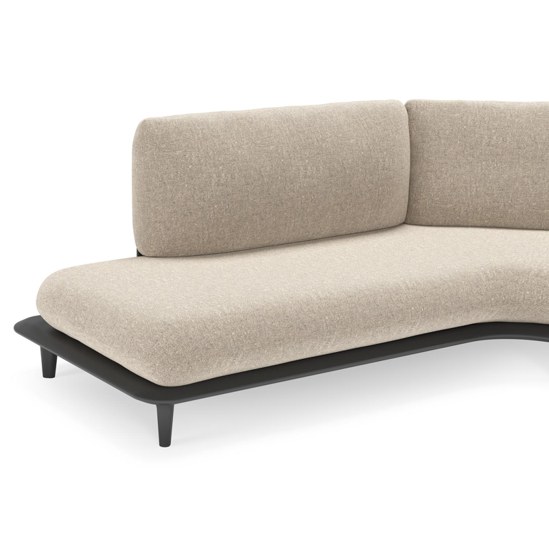 Bomero loungehoek in zwart aluminium met chartres pewter all weather sunbrella® luxe kussen