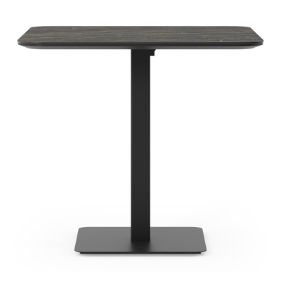 Fano kantelbare tuintafel vierkant afgerond in zwart aluminium en volkeramiek black obsession - L 80 x B 80 x H 72.5 cm