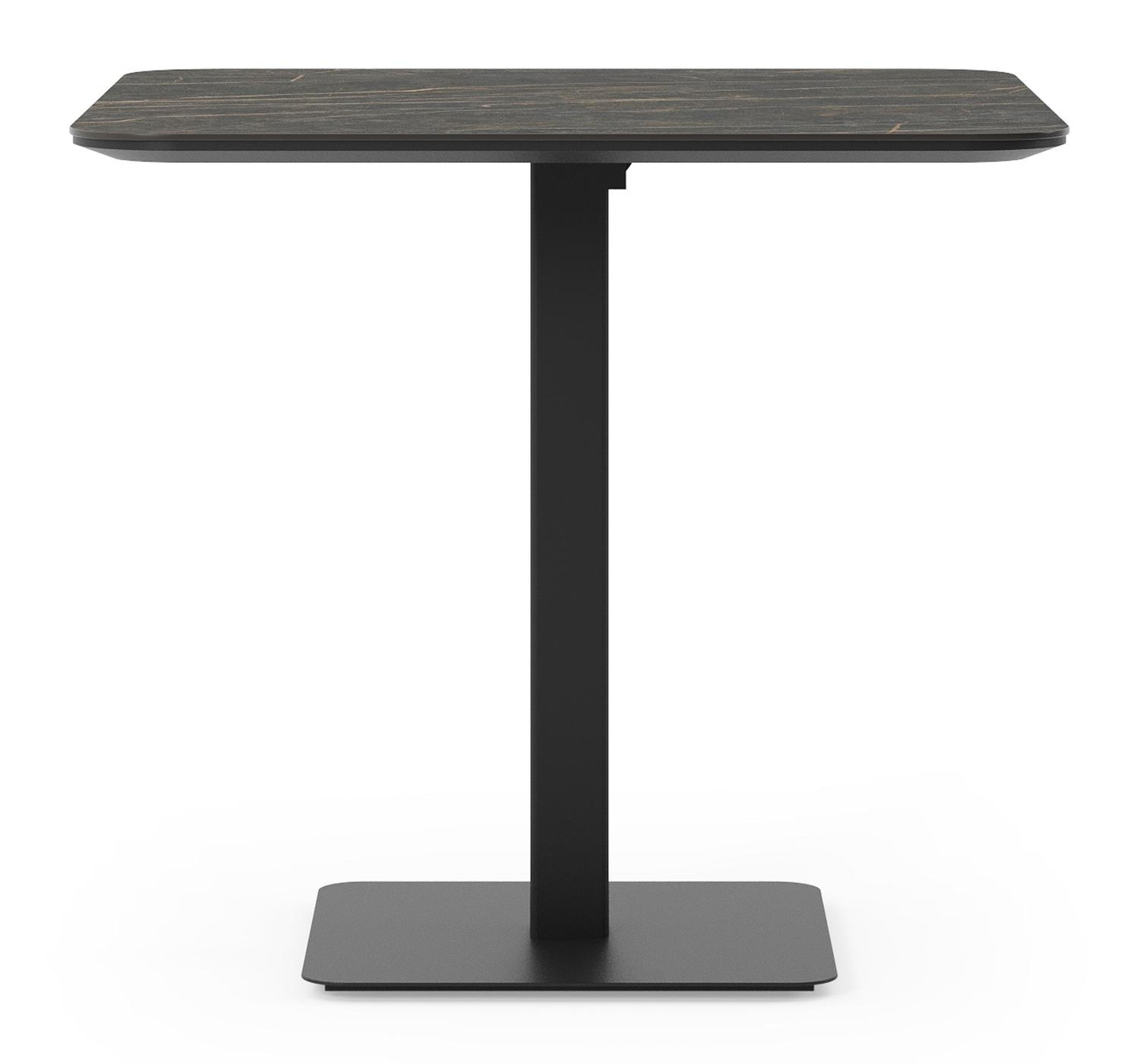 Fano kantelbare tuintafel vierkant afgerond in zwart aluminium en volkeramiek black obsession - L 80 x B 80 x H 73 cm