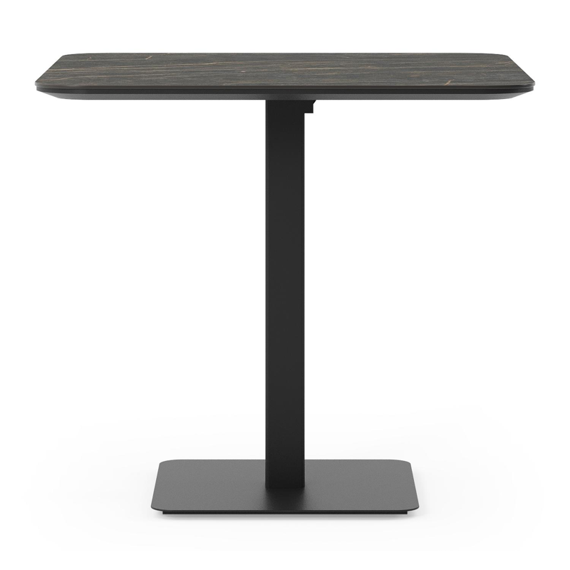 Fano kantelbare tuintafel vierkant afgerond in zwart aluminium en volkeramiek black obsession - L 80 x B 80 x H 72.5 cm