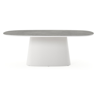 Amico tuintafel bombo xl in wit aluminium en volkeramiek Aspen Grey - L 210 x B 148 x H 73.5 cm