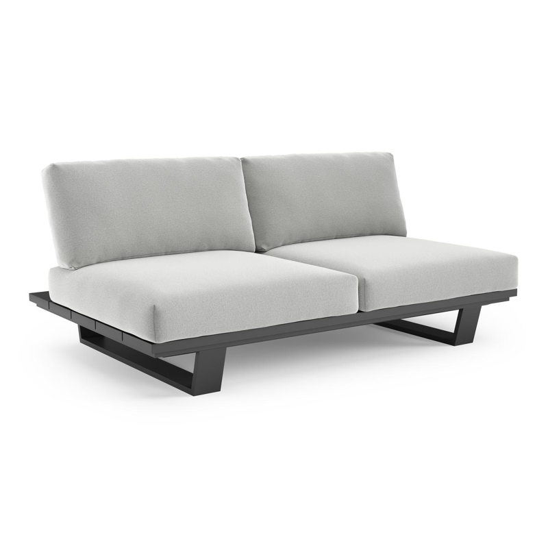 Pagino loungebank in zwart aluminium met natte grey chine all weather sunbrella® luxe kussen