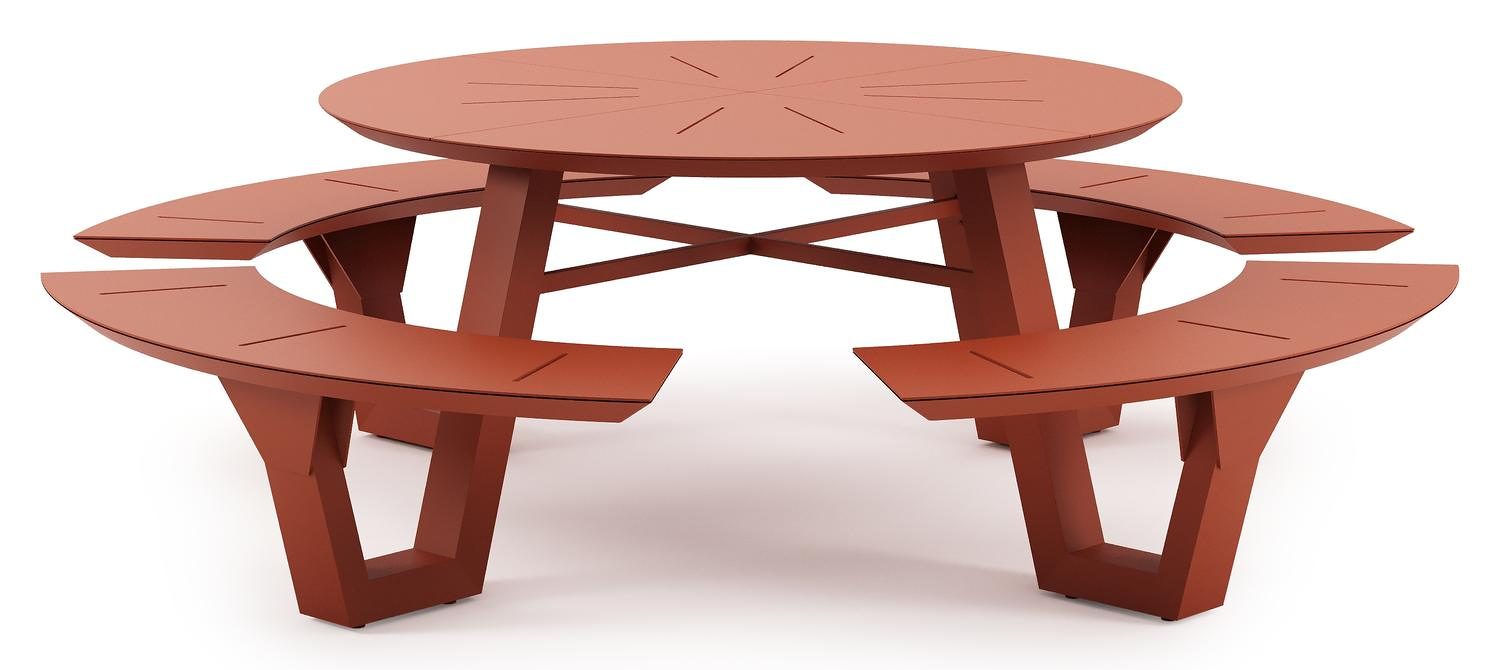 Rondino picknicktafel rond in roestbruin aluminium - Dia. 236 x H 71.5 cm