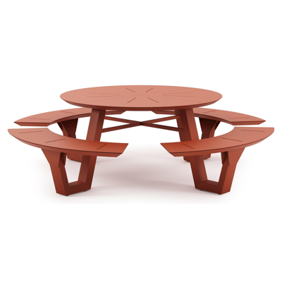 Rondino picknicktafel rond in roestbruin aluminium - Dia. 236 x H 71.5 cm