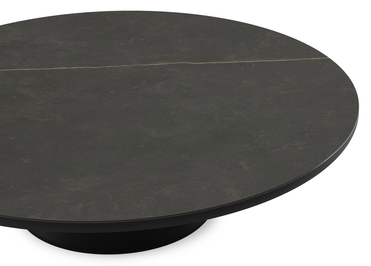 Table de basse Amico ronde en aluminium noir et céramique pleine Calatorao - Diam. 110 x Haut. 28 cm