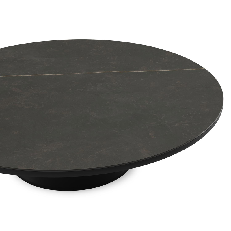 Table de basse Amico ronde en aluminium noir et céramique pleine Calatorao - Diam. 110 x Haut. 28 cm