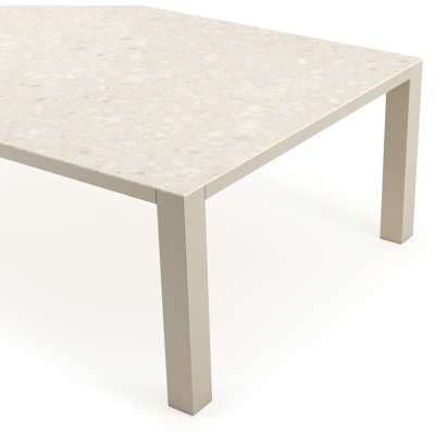 Nano XL tuintafel rechthoekig in beige aluminium en volkeramiek Retrostone L 240 x B 148 x H 75 cm x H 75 cm