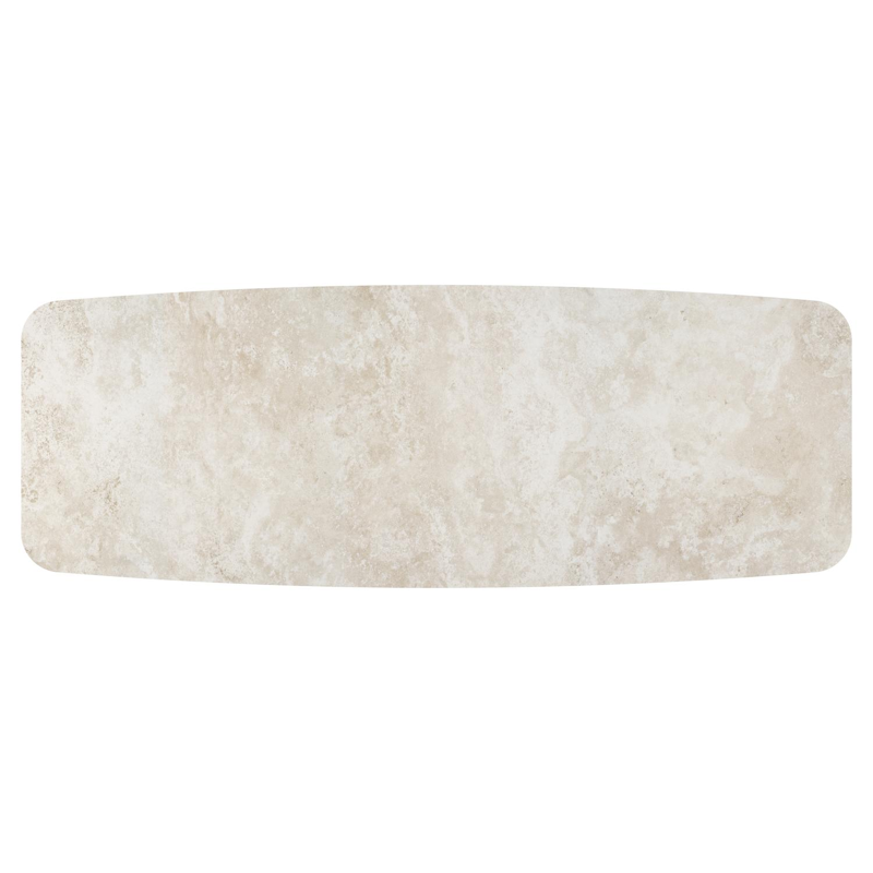 Table de jardin Pagino forme de bateau en aluminium noir et céramique pleine Rapolano Lg. 315 x Lrg. 115 cm