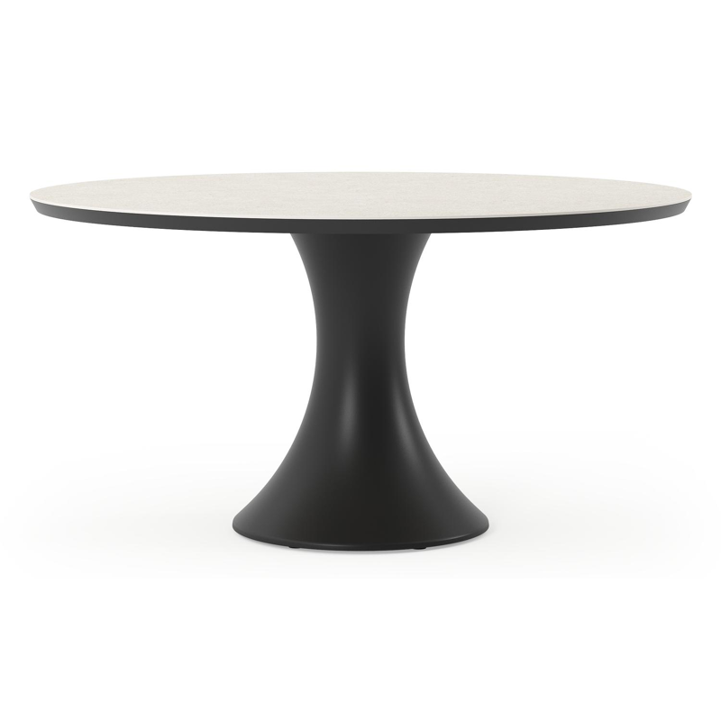 Table de jardin Fano en aluminium noir et céramique pleine shilin - Dia. 148 x H 75 cm
