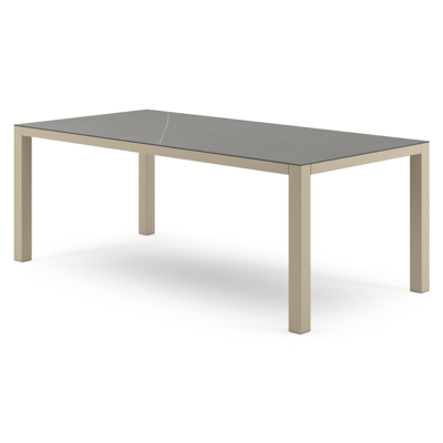 Como tuintafel rechthoekig in beige aluminium en volkeramiek Calatorao - L 200 x B 100 x H 73 cm
