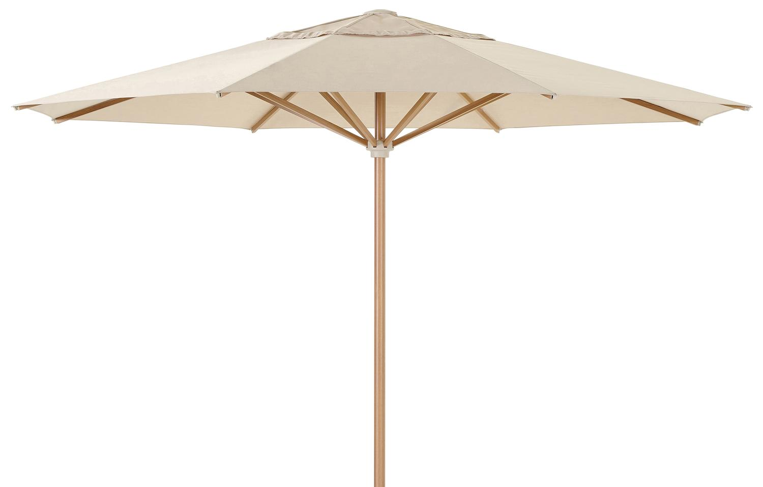 Solino staanparasol in aluminium houtlook met beige all weather sunbrella® premium parasoldoek - Dia. 400 cm (zonder voet)