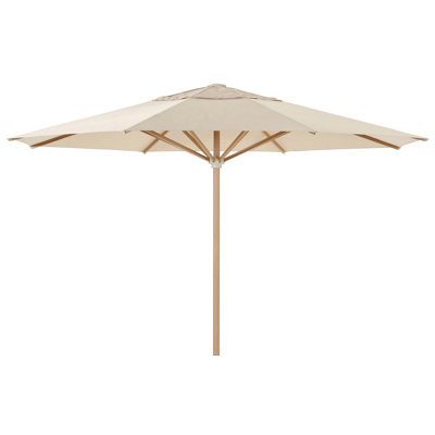Solino staanparasol in houtlook met beige all weather sunbrella® premium parasoldoek - Dia. 400 cm (zonder voet)