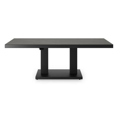 Cirello Pop up loungetafel in zwart aluminium en zwart volkeramiek - L 140 x B 80 x H 71,6 cm