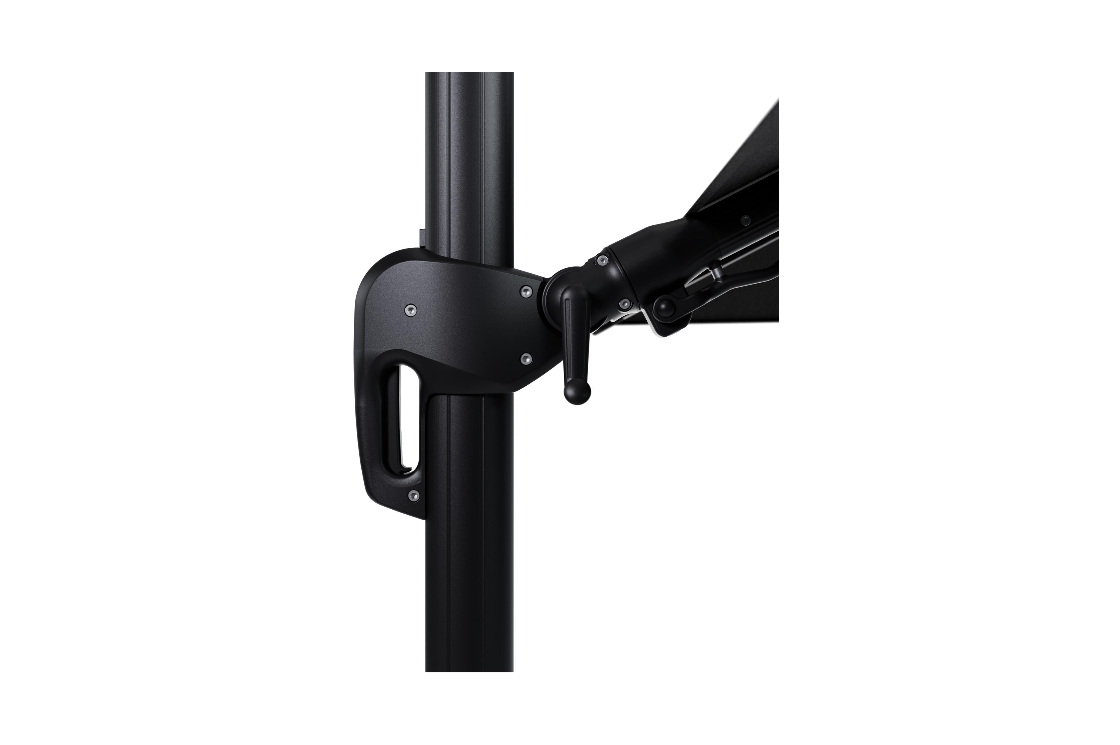 Parasol pendant Rufina avec fonction tilt en aluminium noir et toile de parasol en All Weather Sunbrella® Luxe Chartres Sooty  - Lg.1 300 x Lg.2 300 cm (sans pied de parasol