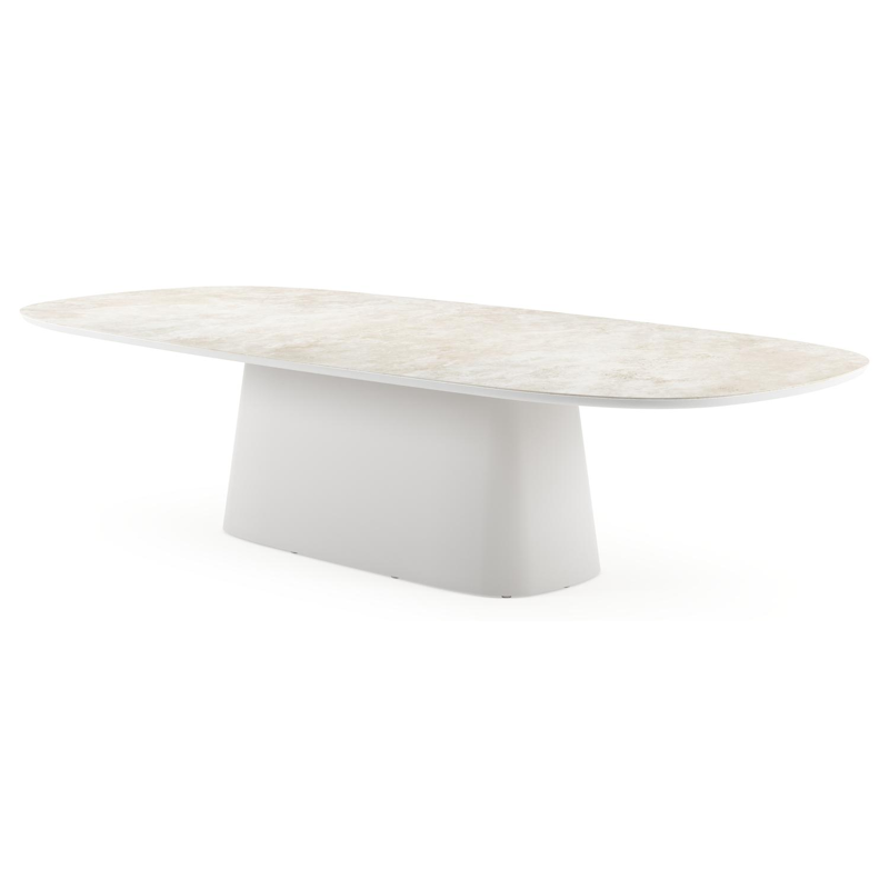 Amico tuintafel bombo xl in wit aluminium en volkeramiek Rapolano - L 320 x B 148 x H 73.5 cm