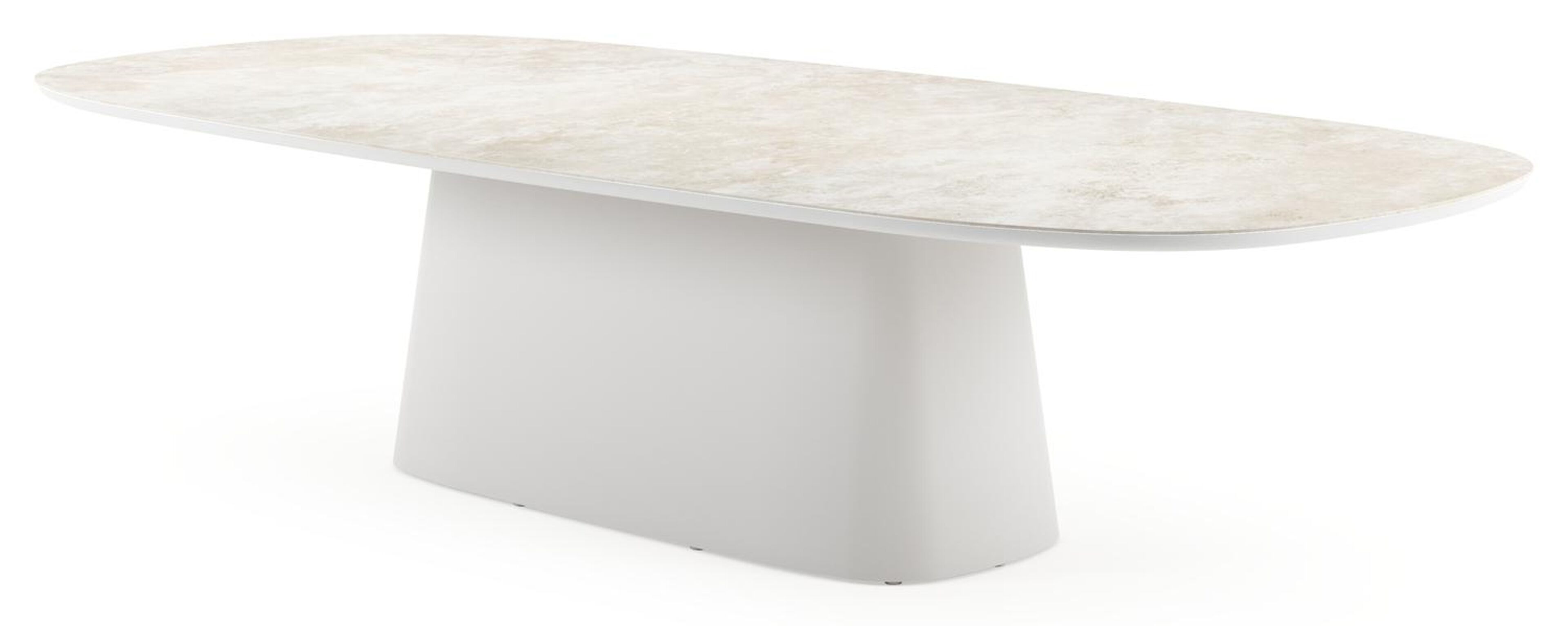 Table de jardin Amico bombo xl en aluminium blanc et céramique pleine Rapolano - Lg. 320 x Lrg. 148 x Haut. 74 cm