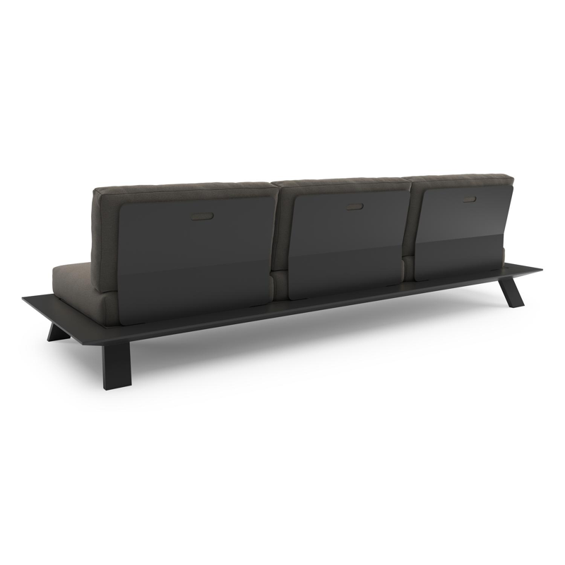 Cesano loungebank in zwart aluminium met natte dark taupe all weather Sunbrella® luxe kussen