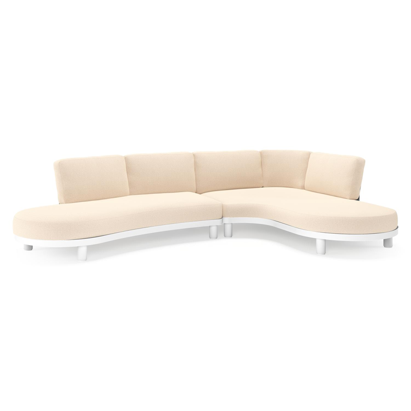 Donato loungehoek in wit aluminium met all weather sunbrella® luxe Heritage Papyrus kussen