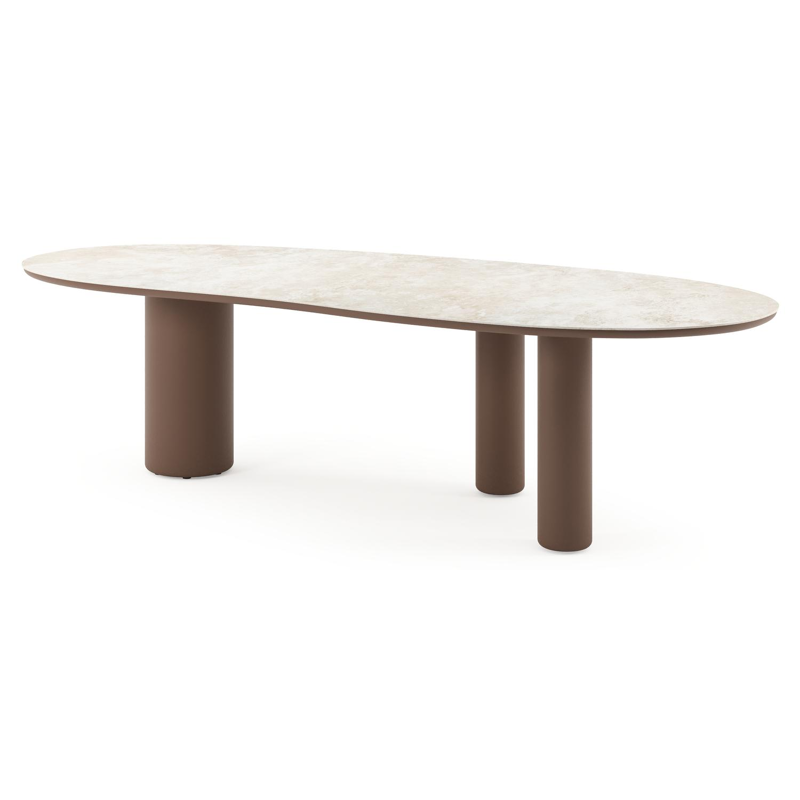 Amico tuintafel organisch in taupe aluminium en volkeramiek Rapolano - L 280 x B 120 x H 73.5 cm
