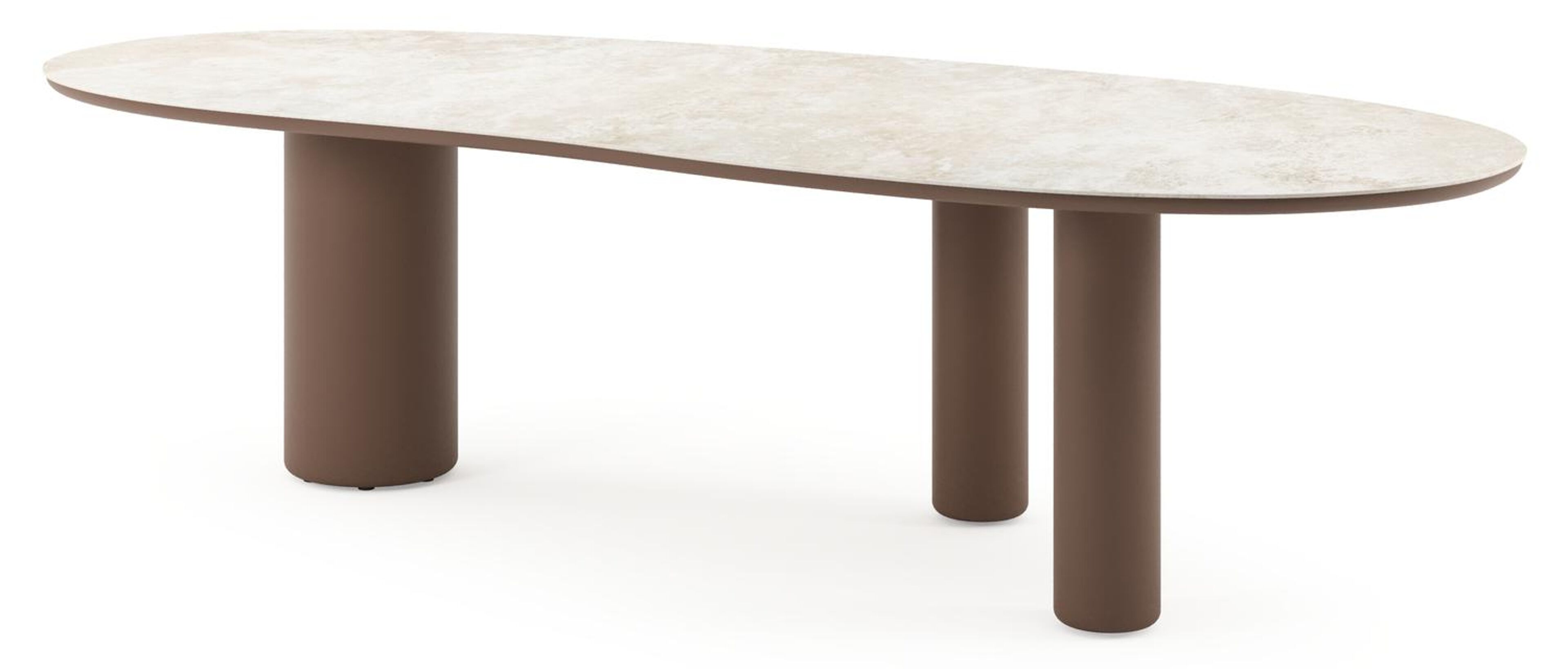 Table de jardin Amico organique en taupe aluminium et céramique pleine Rapolano - Lg. 280 x Lrg. 120 x Haut. 73.5 cm
