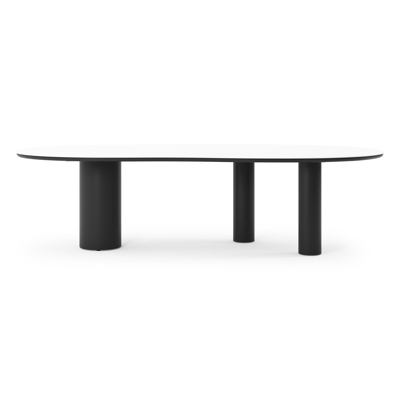 Organo tuintafel organisch in zwart aluminium en volkeramiek Arctic White - L 280 x B 120 x H 74 cm
