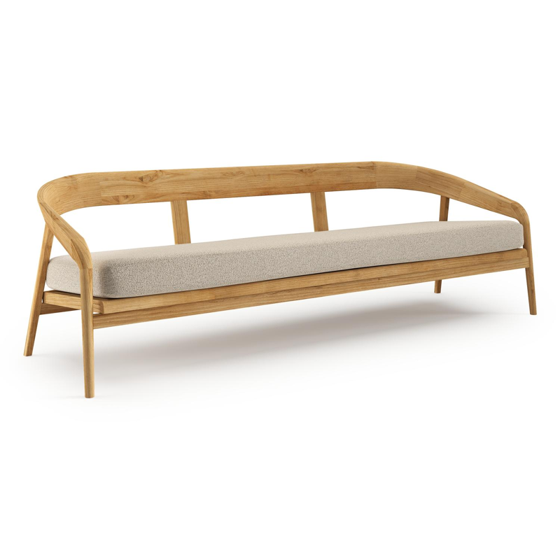 Lacrima loungebank in teak met marbella beige all weather Cosytica kussen