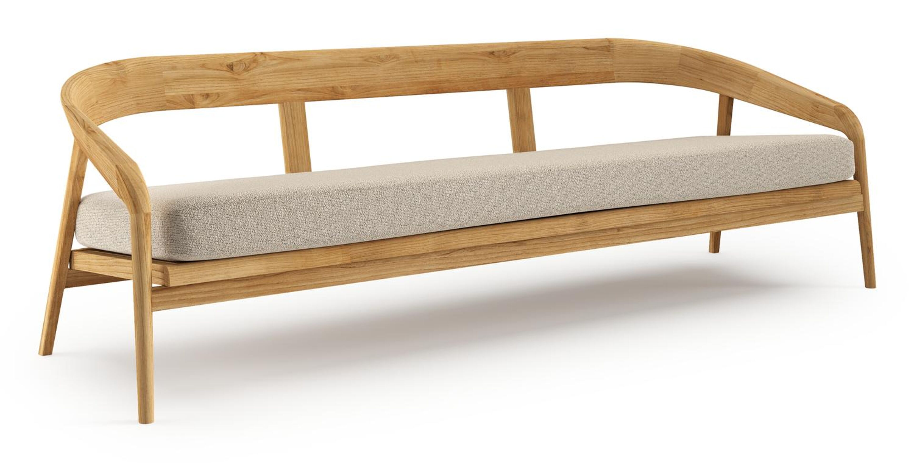 Lacrima loungebank in teak met marbella beige all weather Cosytica kussen