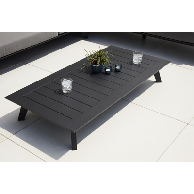Table basse Puglia en aluminium noir - Lg 144 x larg. 72 x H 22 cm