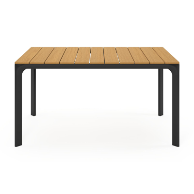 Fina tuintafel in zwart aluminium en polywood - L 145 x B 90 x H 74 cm