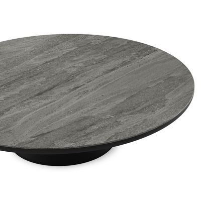 Amico loungetafel rond in zwart aluminium en volkeramiek Aspen Grey - Dia. 110 x H 28 cm