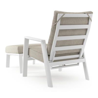 Avila loungestoel in wit aluminium met beige kussen