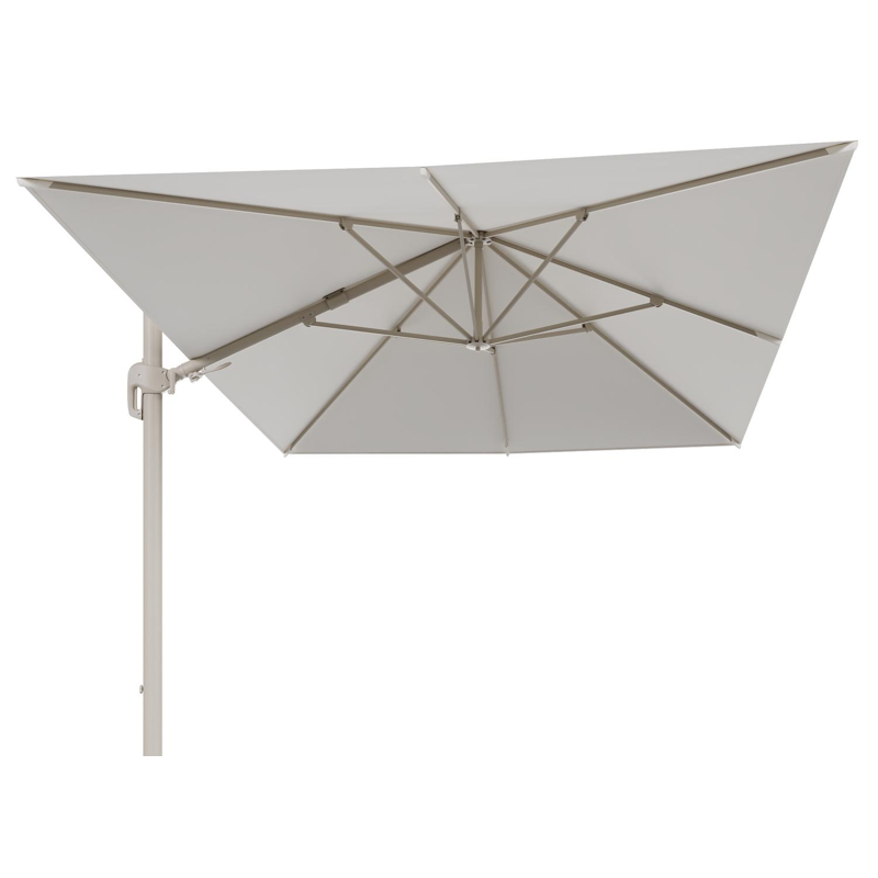 Rufina zweefparasol tiltfunctie in beige aluminium en parasoldoek in All Weather Sunbrella® Luxe Natte White  - L1 400 x L2 300 cm (zonder voet) (zonder voet)