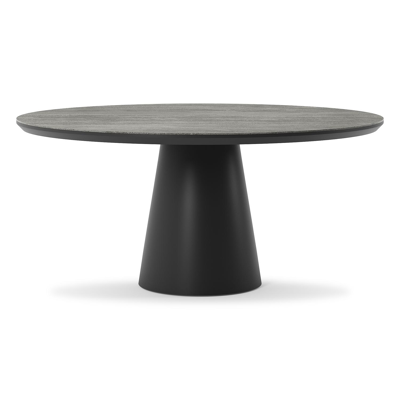 Donato tuintafel in zwart aluminium en volkeramiek aspen grey - Dia. 148 x H 76 cm