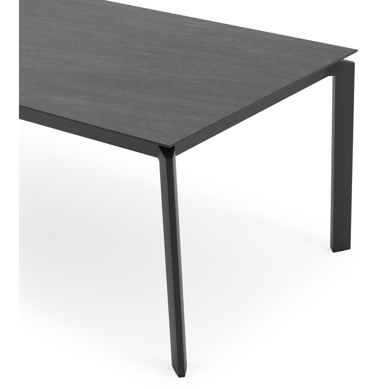 Table de jardin Cirello en aluminium noir et céramique pleine basalt black - Lg 240 x Larg. 100 x H 75 cm