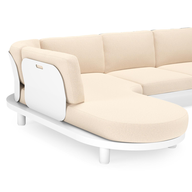 Donato loungehoek in wit aluminium met all weather sunbrella® luxe Heritage Papyrus kussen