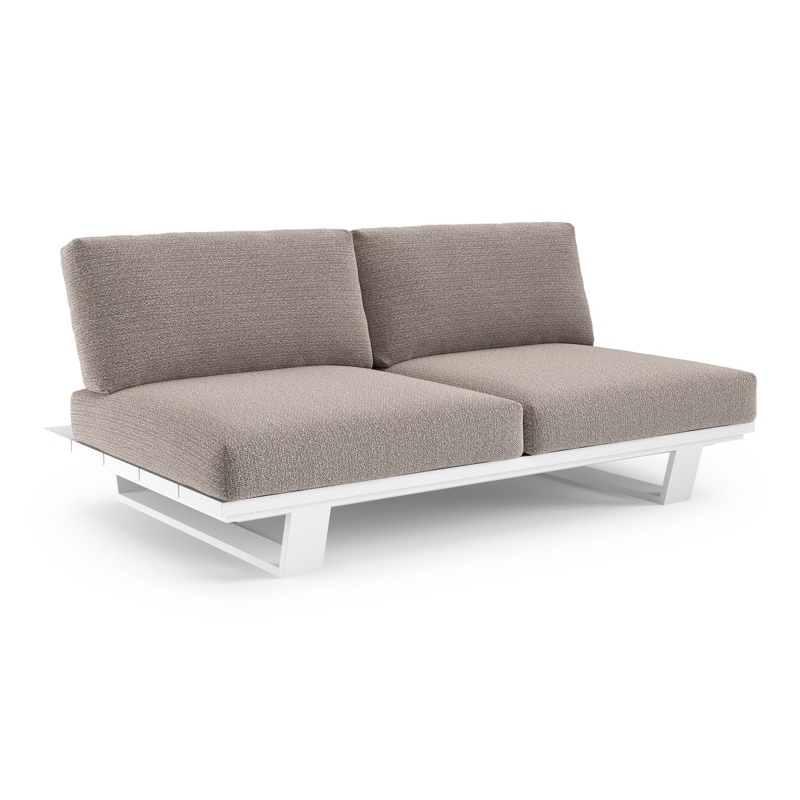 Pagino loungebank in wit aluminium met wander granite all weather sunbrella® luxe kussen